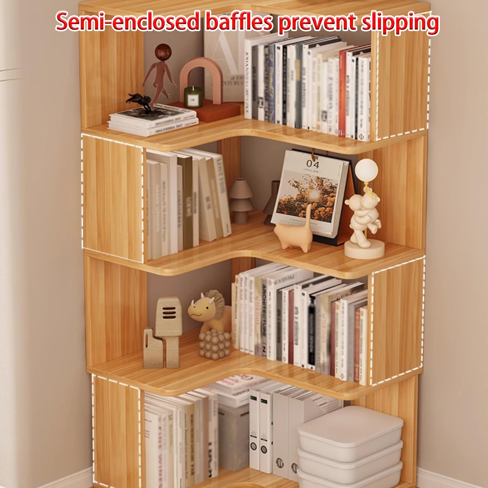 Libreria angolare a forma di L, scaffale angolare in legno, scaffale multistrato, mobili industriali per casa e ufficio per soggiorno camera da letto (90 cm)
