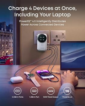 Anker Universal Charger, 100W GaN 3 USB C Travel Fast Charging, No AC