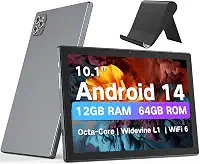 Tablet Android de 10,1 polegadas, tablets Android 14 2025 com CPU Octa-Core, 12 GB de RAM + ROM de 64 GB (expansão de 2 TB), tablet Wi-Fi 6 BT 5.0, bateria de longa duração, tablets com tela