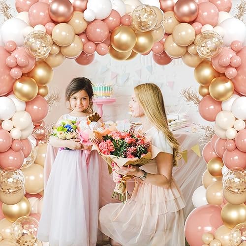 Miniatura 6 de Kit de arco de guirnalda de globos de color rosa rubor de 139 piezas, 145 piezas, rosa polvoriento retro, naranja pastel, baby shower, boda,