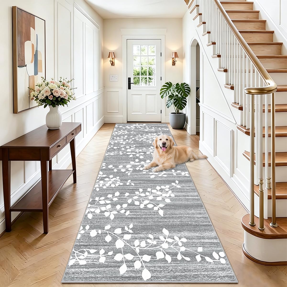 AYHSMNOU Long Hallway Runner Rug 70 x 500cm Heavy Duty Entrance Mat Non Slip Carpet Runner Machine Washable Kitchen Runner Rug Stair Runner Kitchen Rugs Absorbent Area Rug Gray — image 1