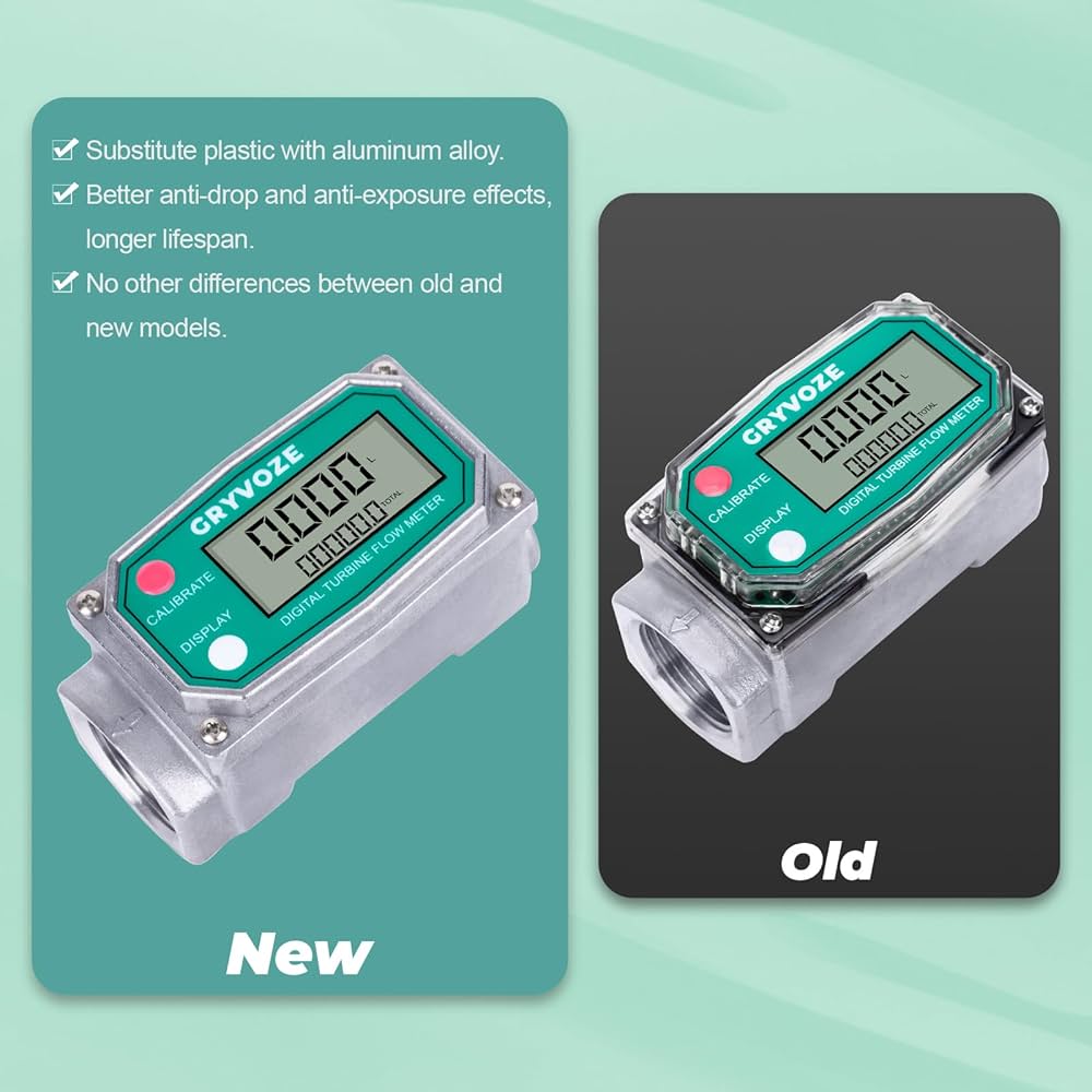 Fuel Meter Gauge 1 Inch 4 Digital Diesel Gas Mechanical Fuel Oil Flow Meter Counter Gauge 1% High Accuracy 20-120 LPM