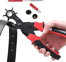 Leather Punch Pliers – Revolver Pliers – 6 Sizes (2 to 4.5 mm), Manganese Steel, Adjustable – Belt, Bag, Watch Strap