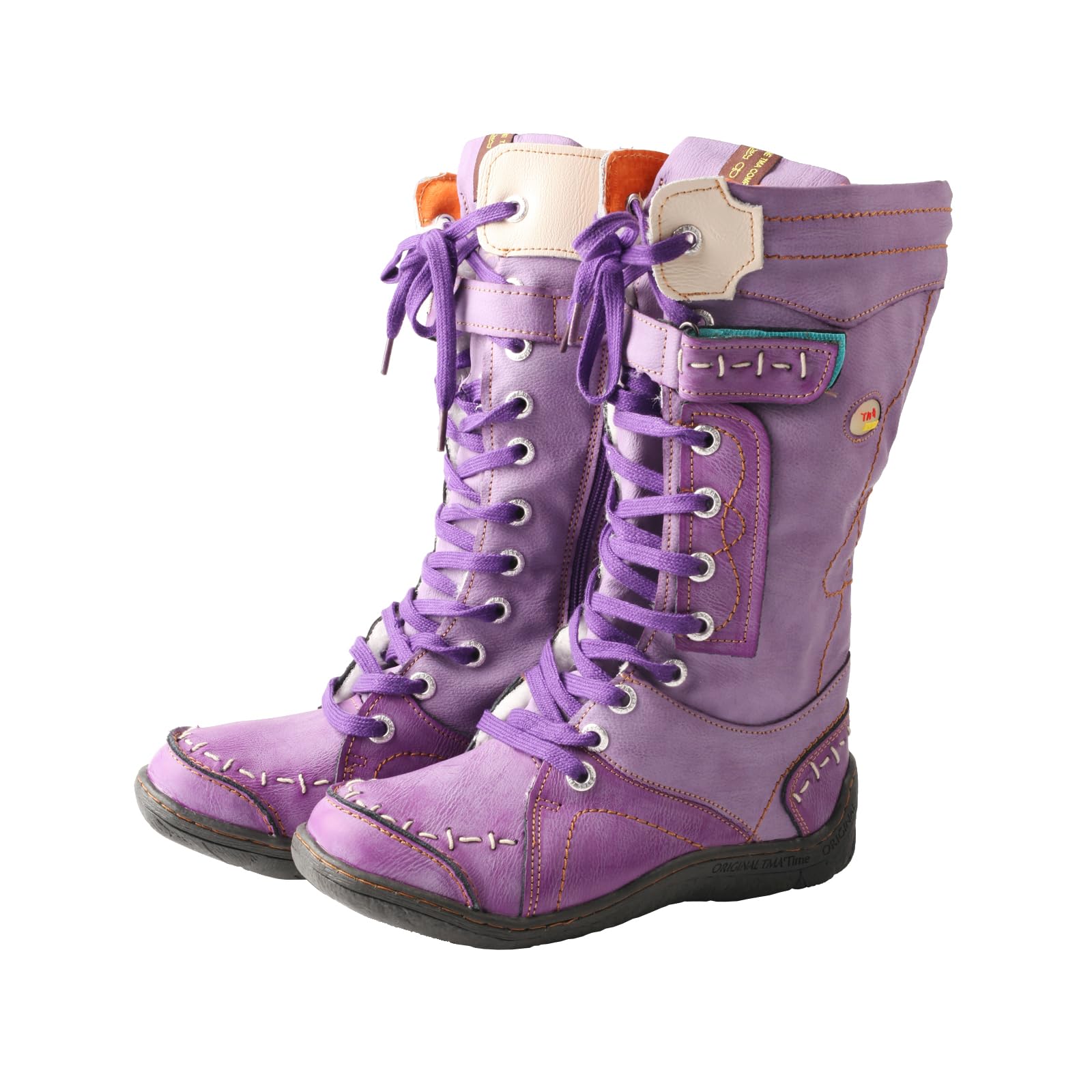 TMA EYES Botas de invierno para mujeres con suela plana, botas de nieve forradas de piel