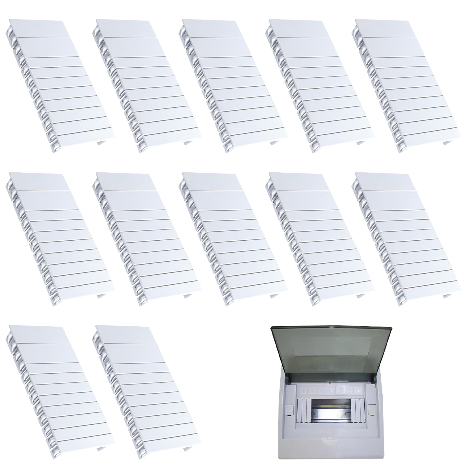 Cache-Vide pour Tableau Électrique Modulaire Blanc 12pces, Compatible Standard