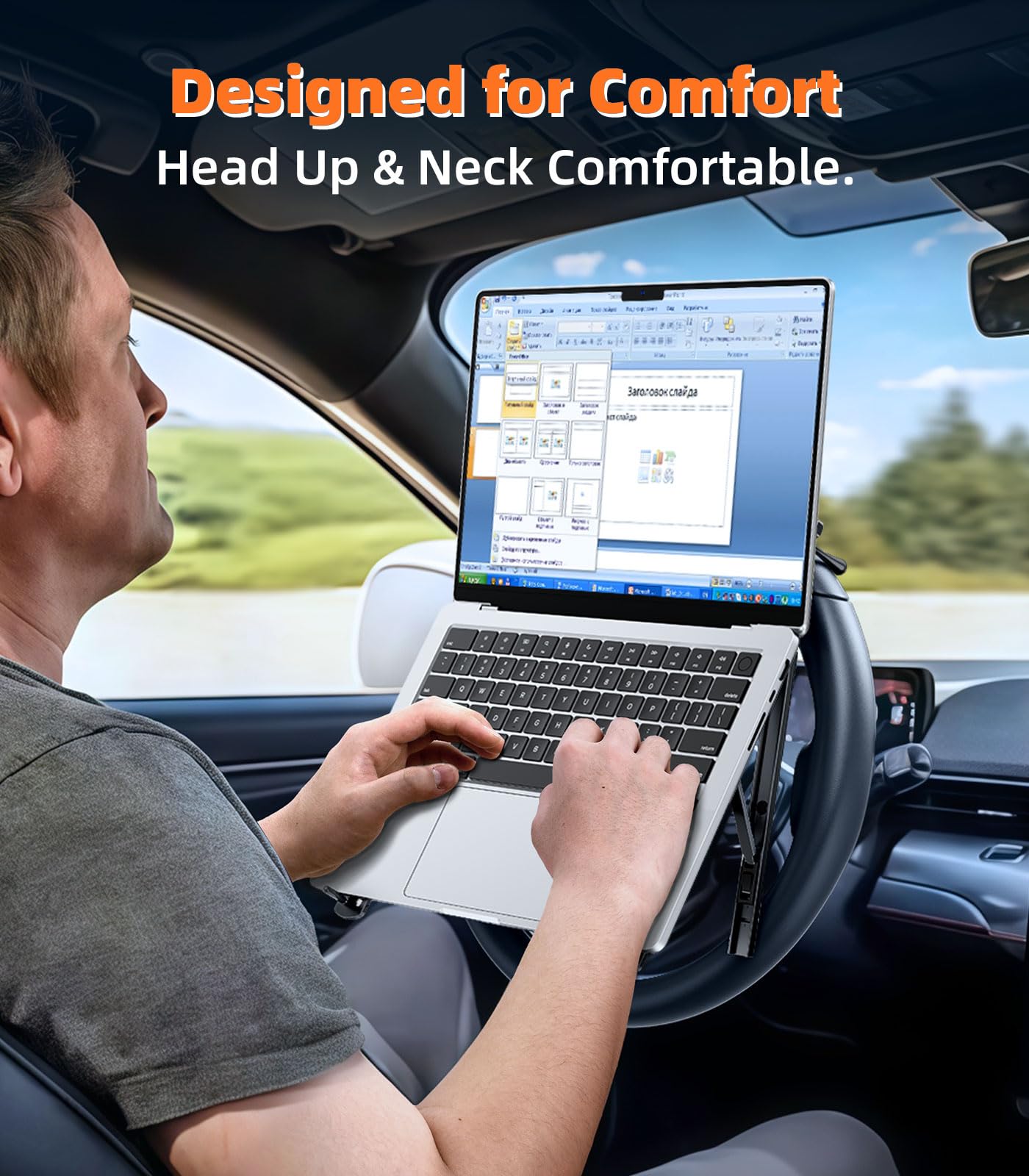 Auto-Laptophalterung, Lenkradablage, höhenverstellbar, Auto-Schreibtisch für Laptop, Computer, Tablet, faltbarer tragbarer Schoß-Laptop-Ständer für Auto, Fahrzeug, Arbeitsplatz, Zubehör, LKW