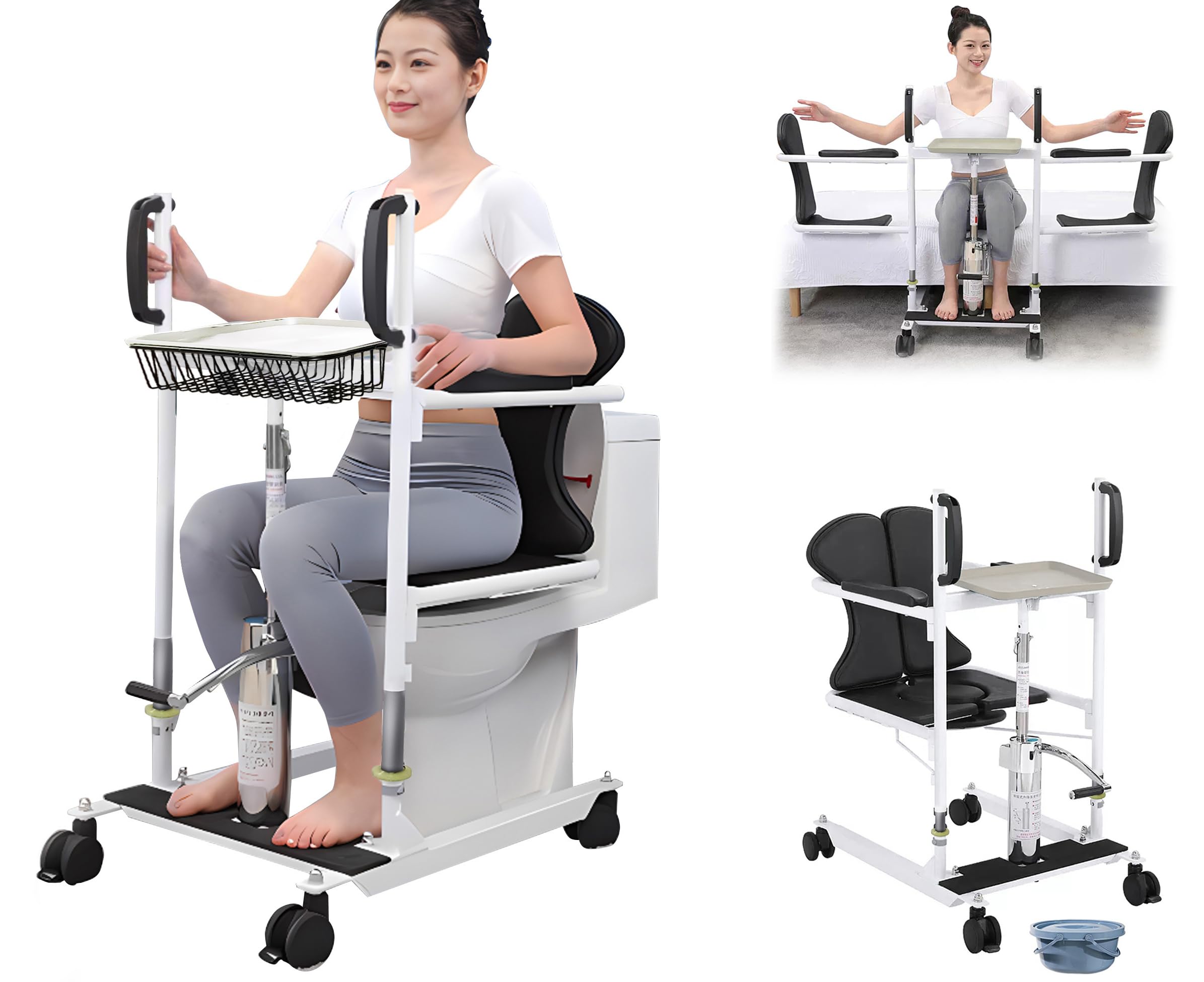 Silla Hidráulica para Traslado de Pacientes - Dispositivos de Traslado de Silla de Ruedas a Coche - Silla Elevadora Corporal Dispositivo de Asistencia - Asiento Dividido en 180°