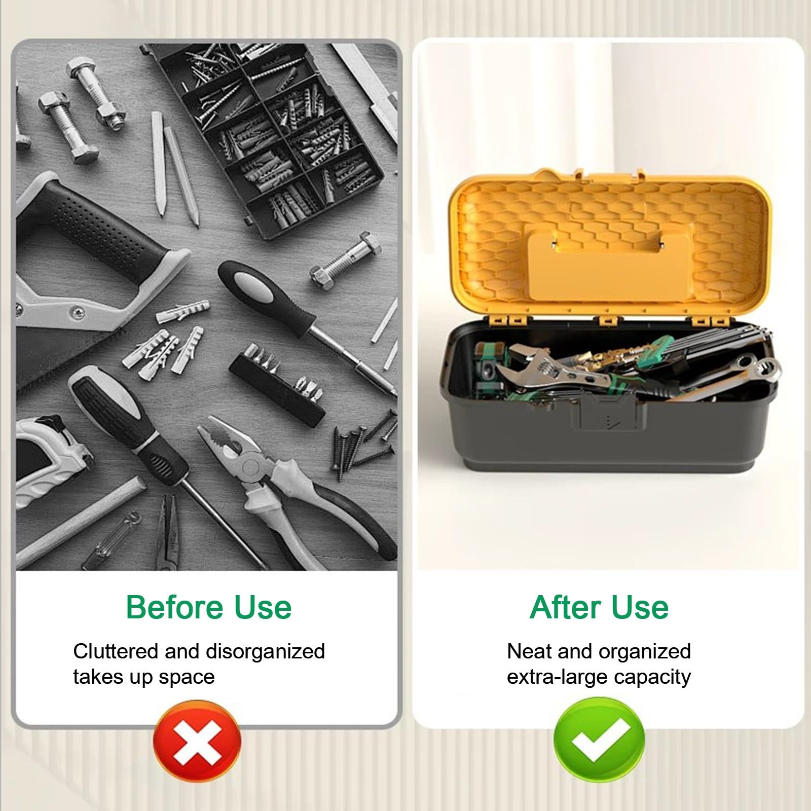 Profond Trousse Outils, PP Caisse Outil avec Plateau de Pieces