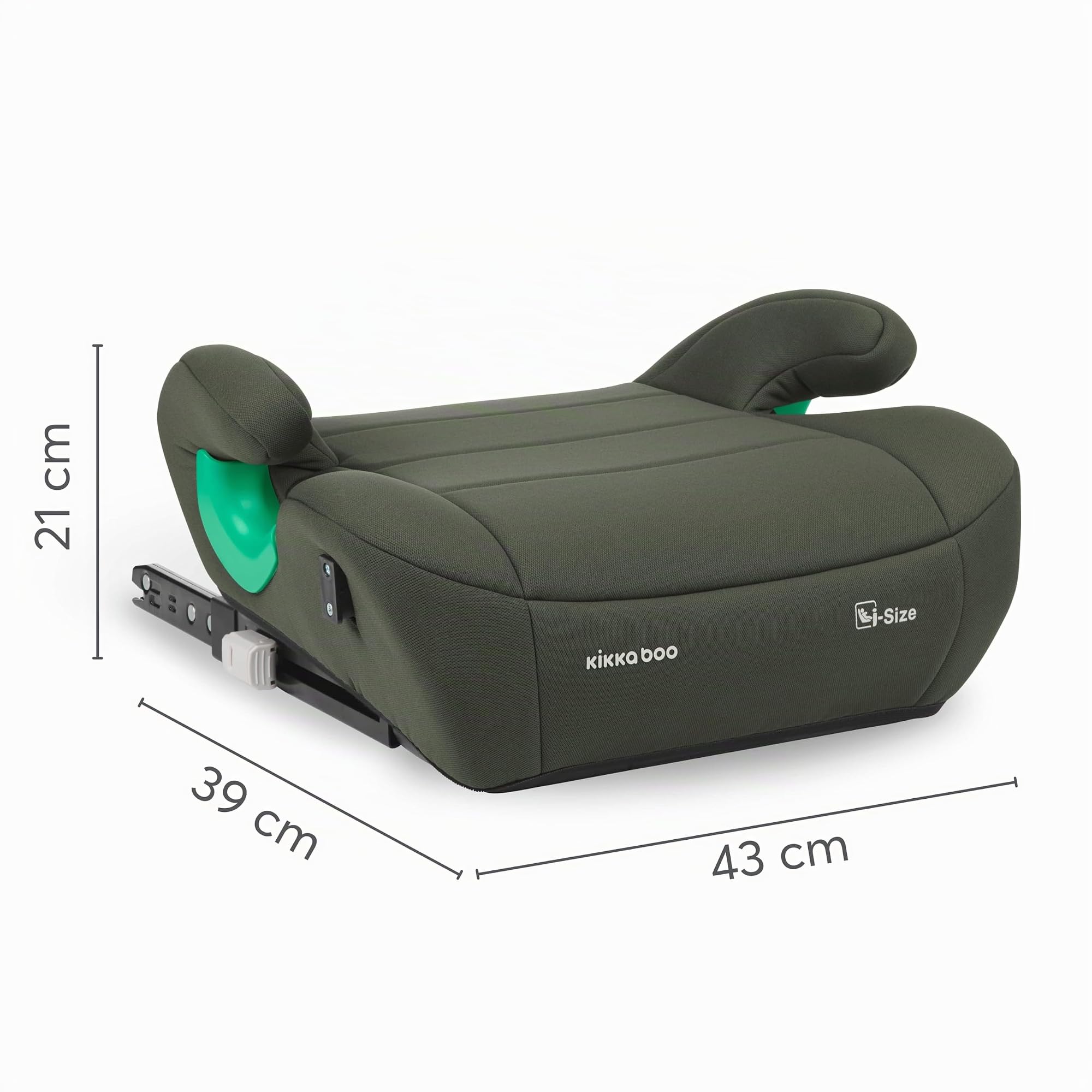 KikkaBoo Rehausseur Voiture Enfant ISOFIX i-POP, i-Size 125-150 cm, Groupe 3, 7-12 Ans, 22-36 kg, Siège Auto, Vert Militaire