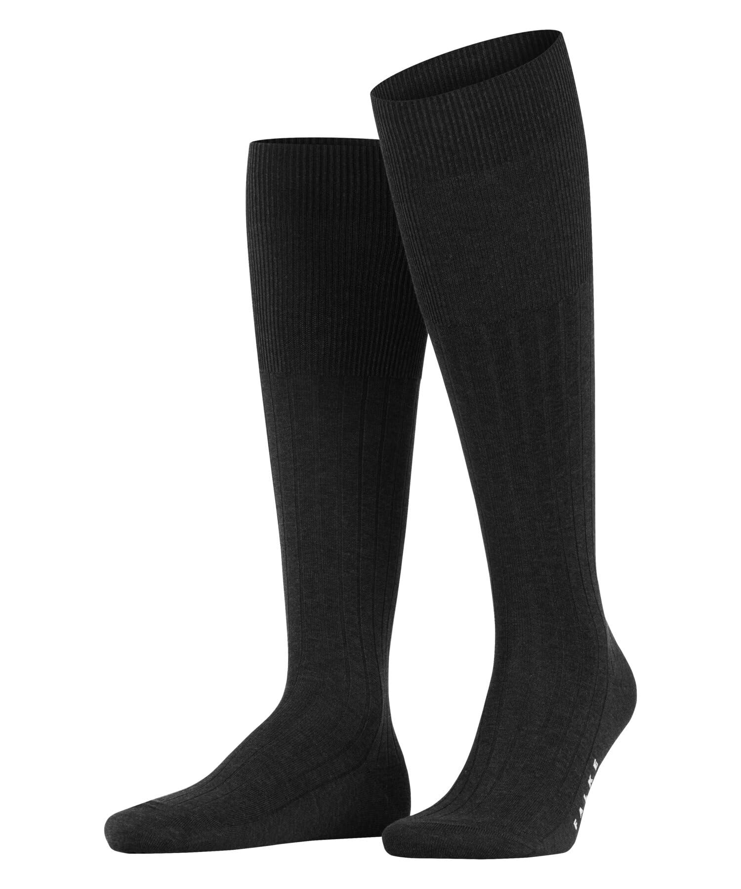 FALKE Mężczyźni Podkolanówki Milano M Kh Bawełna długie jednokolorowe 1 Para, Szary Anthracite Melange 3190, 45-46