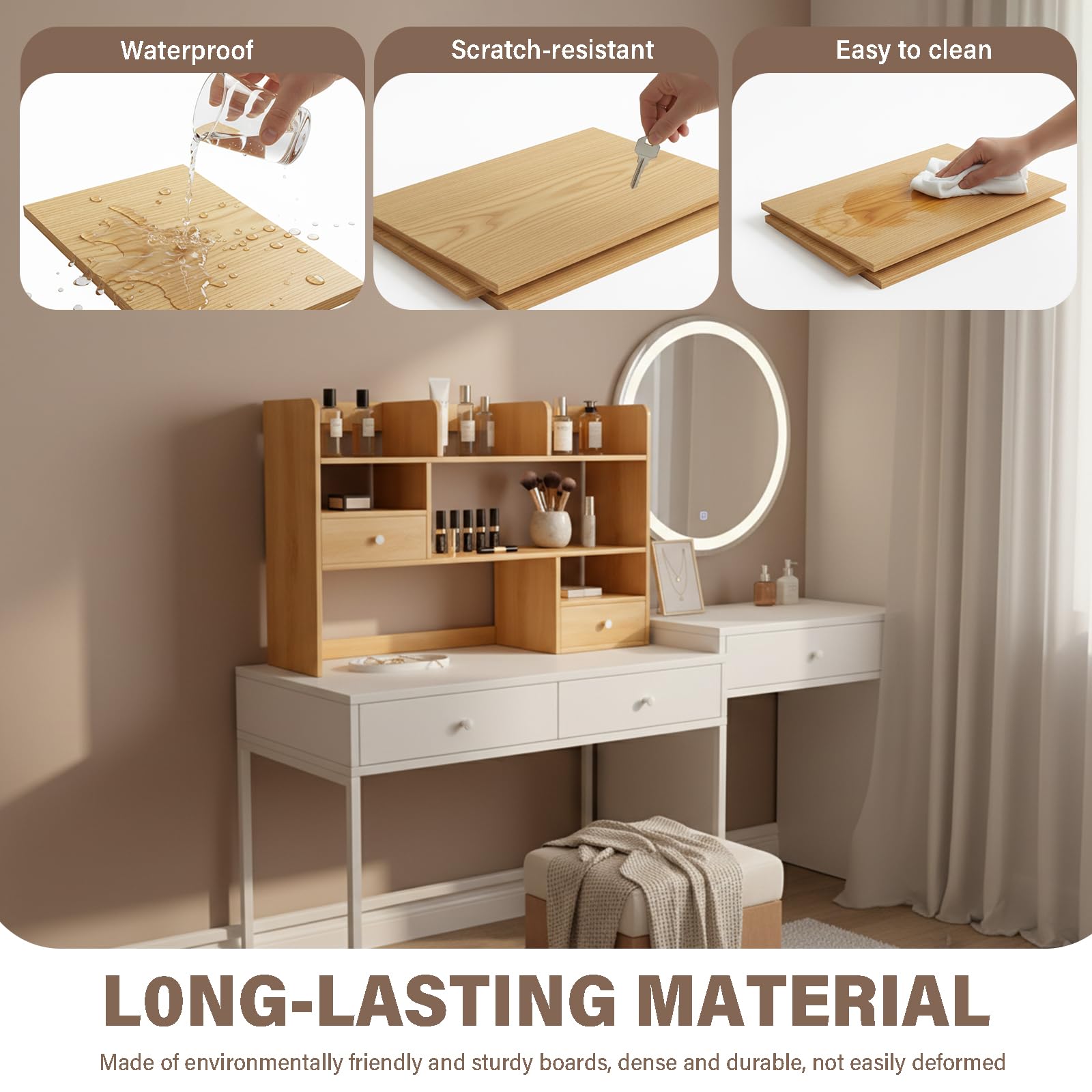 Estanteria Escritorio Pequeña Libreria Madera, Estanterias de Madera para Libros y Oficina, Estante Sobremesa con Cajones y Hueco Alto 30cm, Organizador Robusto 60/80x17x80cm(Color:60x17x80CM)