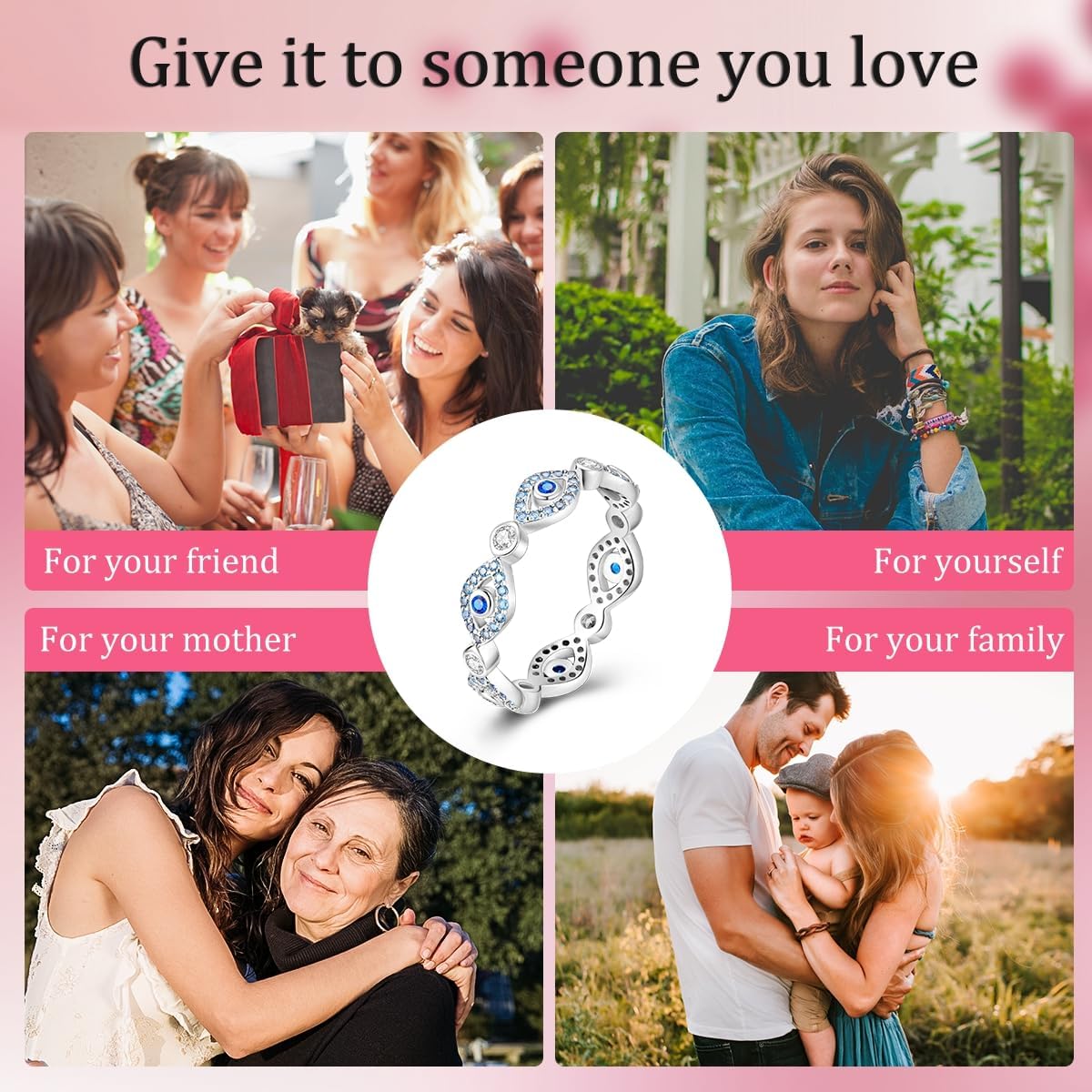 NARMO 925 Sterling Silver Rings for Women Evil Eyes Rings Entwined Line Cubic Zirconia Rings Simple Stackable Finger Rings Engagement Ring Personality Rings Size 6-9