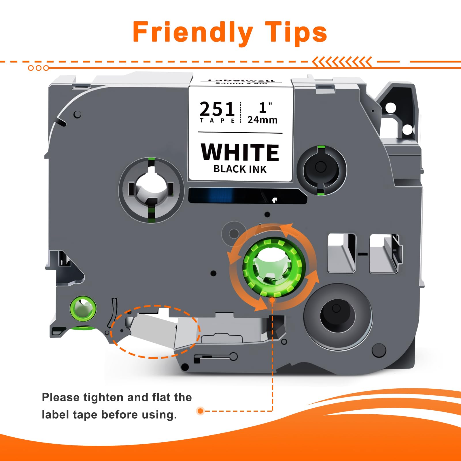 5x Labelwell 24mm x 8m Compatible Cinta Etiquetas para Brother TZe-251 TZe251 TZ251 TZ-251 Negro sobre Blanco para Brother Ptouch PTP700 PT-P710BT PT-P750WVP PT-D610BTVP PT-E550WVP PT-D600VP PT-P900W