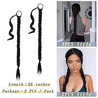 Vista 134 de BARSDAR Extensión de Cola de Caballo Trenzada de 30 Pulgadas de Largo - Extensiones de Cabello de Cola de Caballo Trenzada Rubia Recta Envolvente