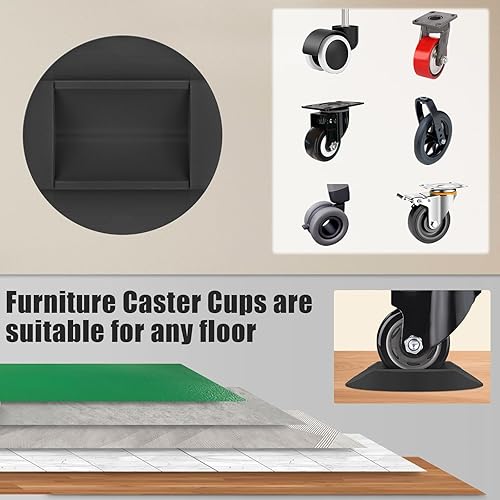 Miniatura 8 de Tapones de cama para muebles, paquete de 4 tapones para ruedas, tazas para muebles  Copas de goma sólida de alta calidad para muebles que se adaptan