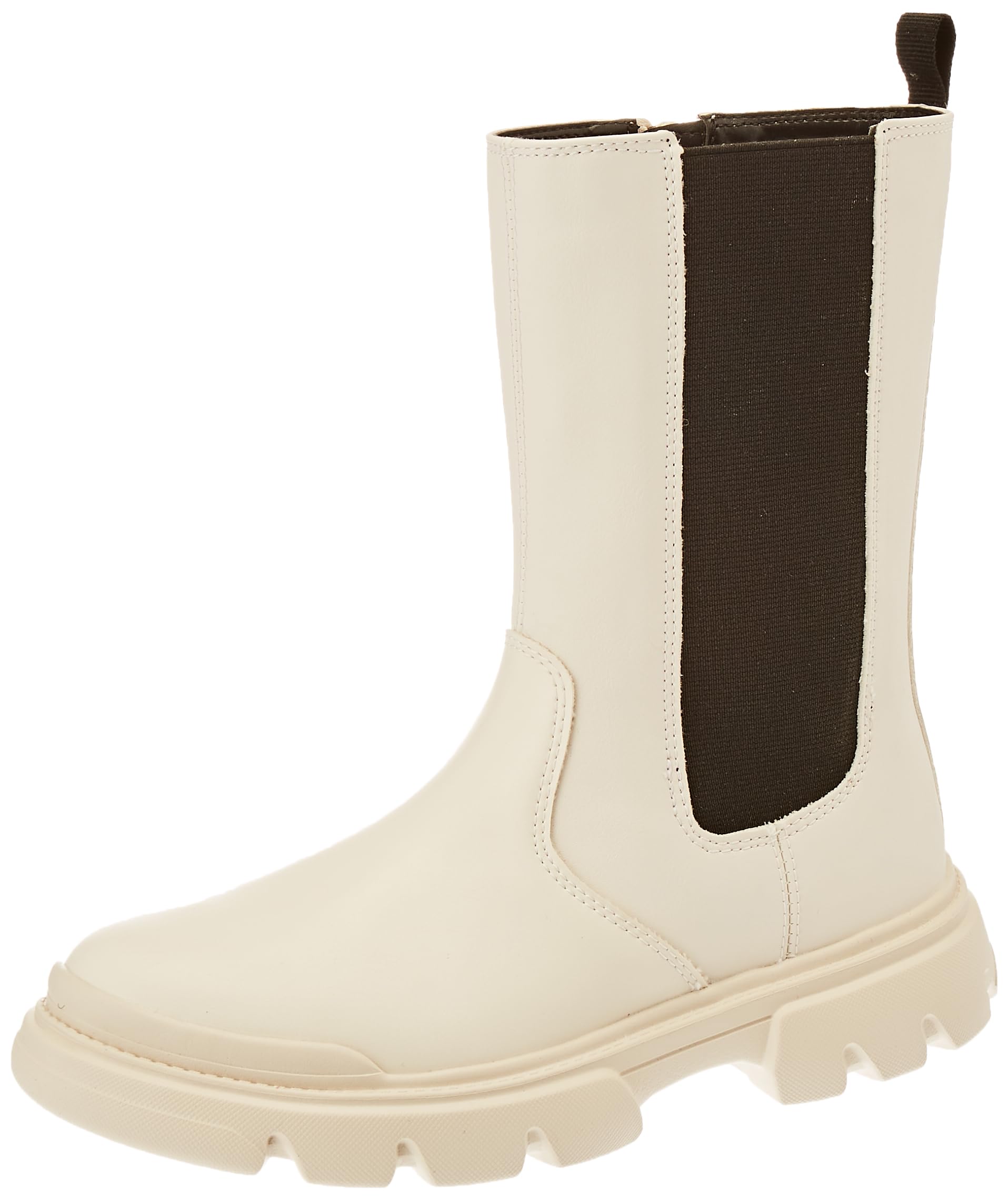 Geox Girls' J Junette GirlAnkle Boot, Lt Ivory Black, 3 UK