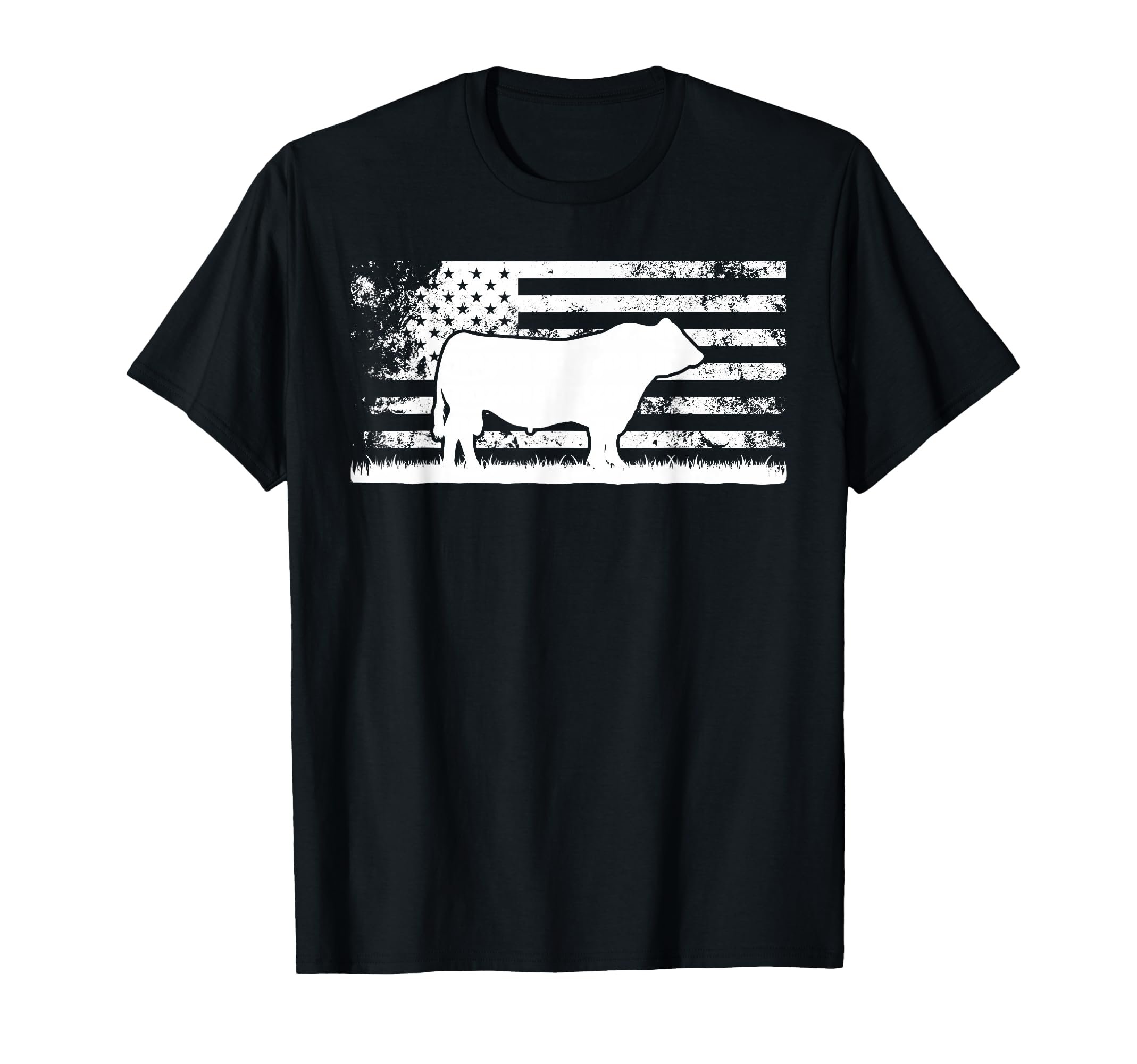 USA American Flag - America Cow Black Angus Rancher T-Shirt