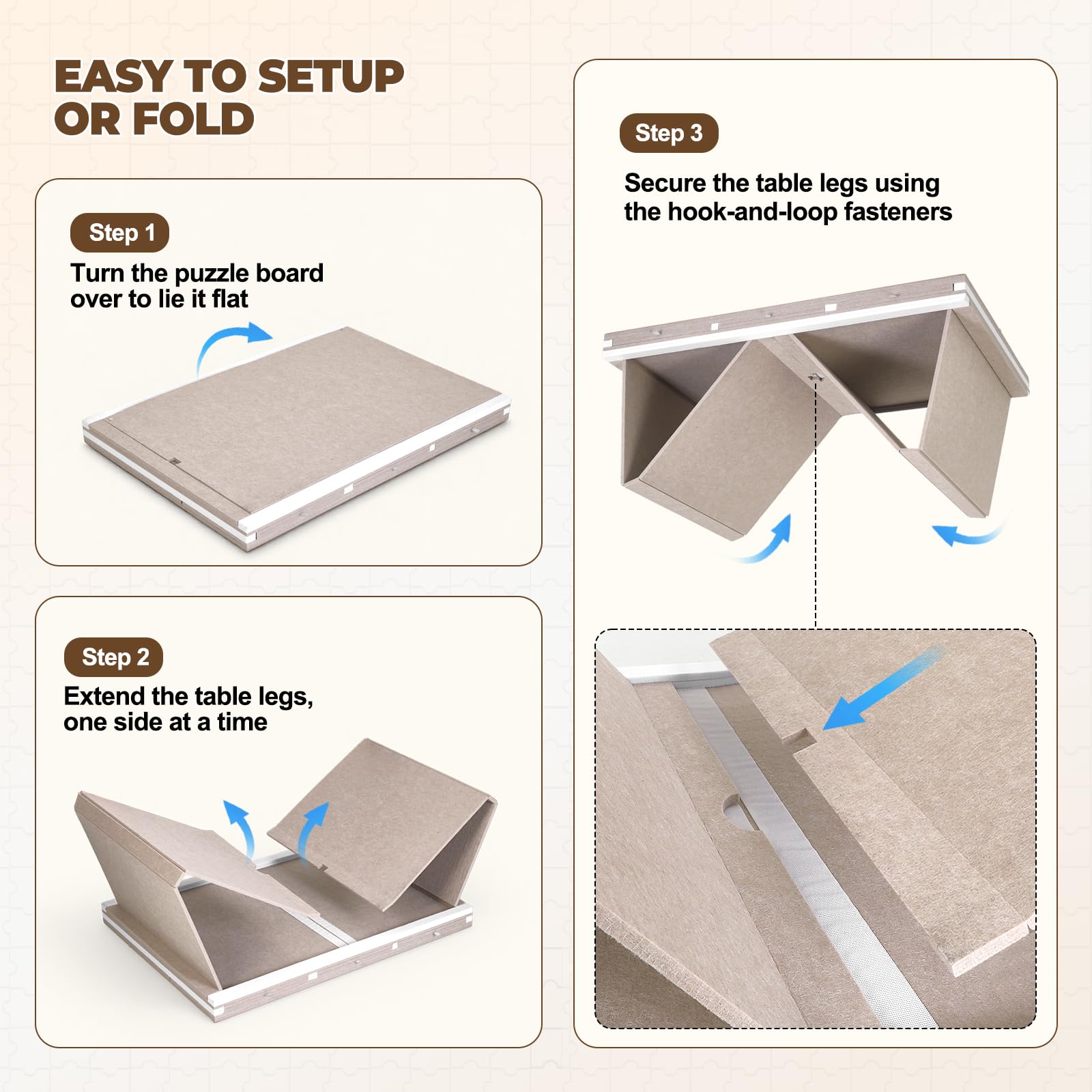Table de Puzzle inclinable 3 en 1 avec Pieds Pliables, Angle réglable, Surface en Feutre Compatible avec Les Puzzles de 1500 pièces, 4 tiroirs de Couleur, légère et Portable