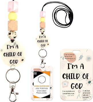 Christian Lanyards for ID Badges - Bible Teacher Lanyard with ID Holder Religious ID Badge Holder with Lanyard Fashion Keychain Accessories Beaded Breakaway Lanyards for Teachers Nurse Student Gifts