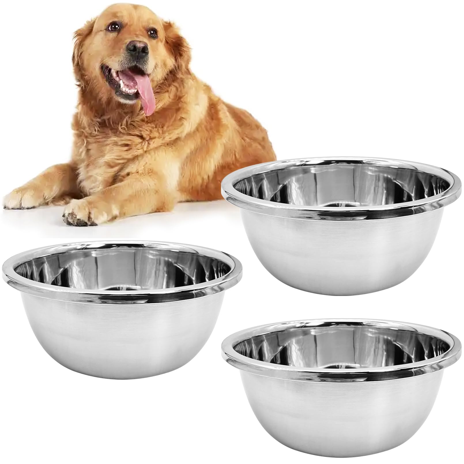 Apatal 3 PCS Large Dog Water Bowls,1.3 Gallons Deep Dog Food Water Bowl Large Capacity Stackable Pet Feeding Bowls No Spill for Large and X-Large Dogs Cats Indoor Outdoor