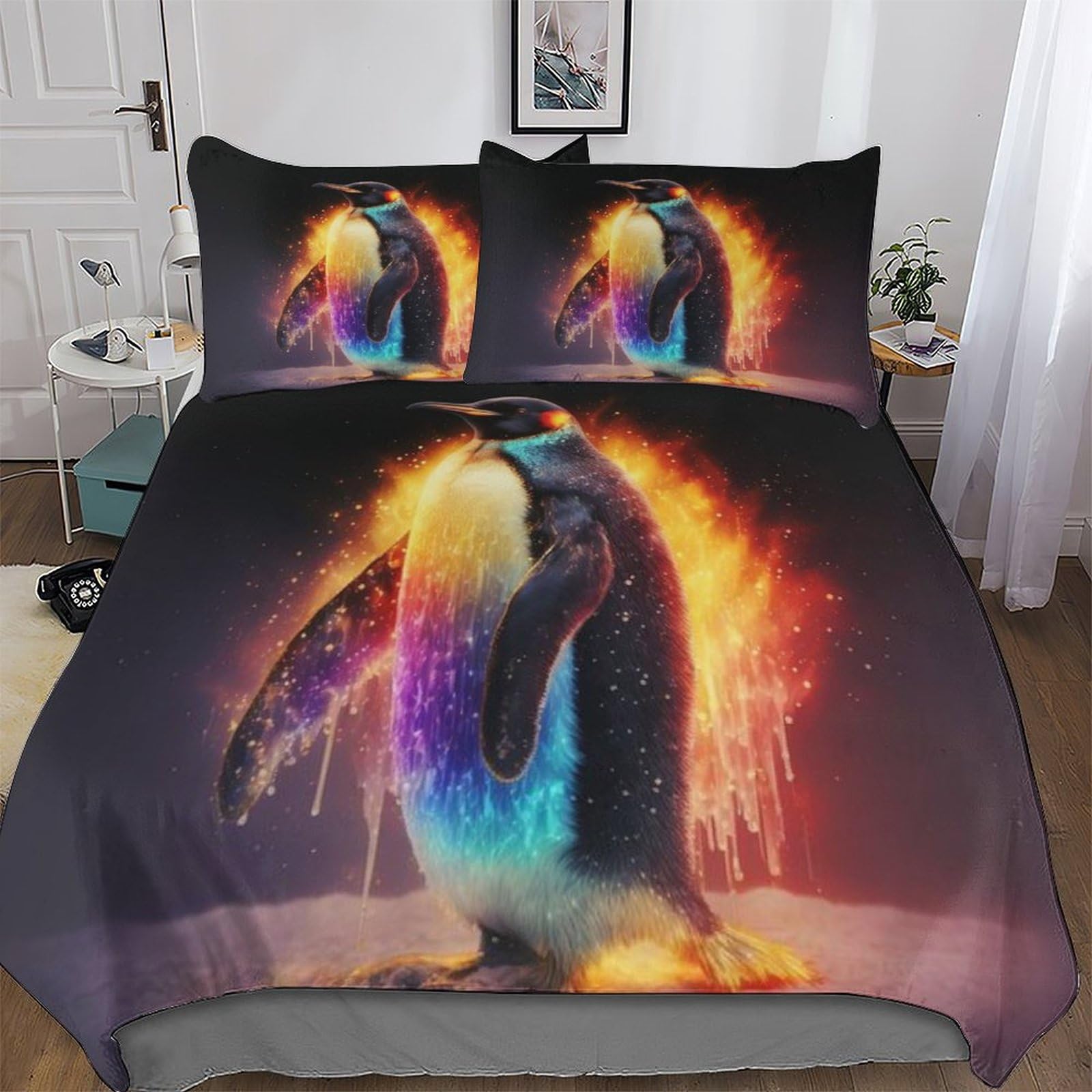 Housse de couette pingouin 3 pièces pour un lit quatre saisons cosy