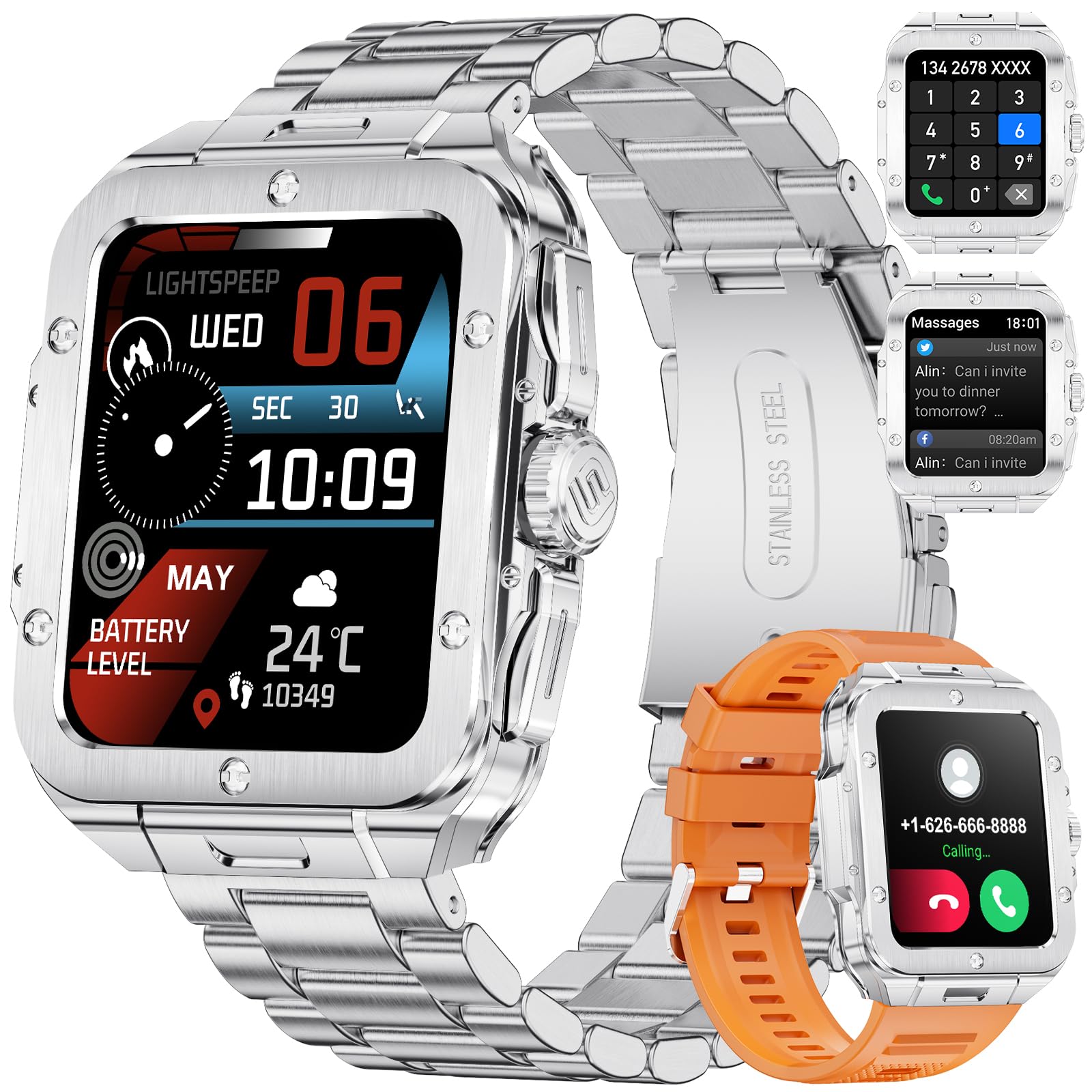 LIGE 1,43 inch AMOLED smartwatch voor heren met oproepen beantwoorden of oproepen beantwoorden en spraakassistent, batterijduur van 15 dagen, hartslagmeter, 124 modi sportsmartwatch voor Android iOS