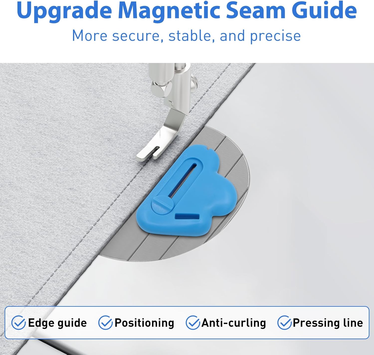 3Pcs Magnetic Seam Guide for Sewing Machine with Seam Rippers, Multifunctional Hemmer Guide with Scale, Stitch Remover Tool, Universal Sewing Accessories and Supplie Cloud Seam Guide
