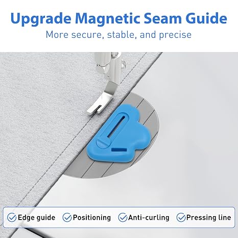 3Pcs Magnetic Seam Guide for Sewing Machine with Seam Rippers, Multifunctional Hemmer Guide with Scale, Stitch Remover Tool, Universal Sewing Accessories and Supplie