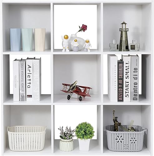 ZenStyle Organizador de estantes de almacenamiento de 9 cubos, sistema de estantería de madera, compartimentos de estantes cúbicos, personalizable