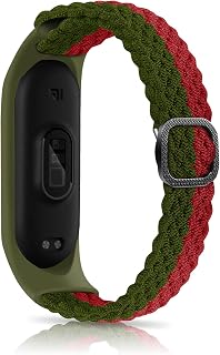 Correa Compatible con Xiaomi Mi Band 7/6 / 5/4 / 3 Correa Nylon, Moda Transpirable, Elastic, Adjustable, Correa de Nailon Trenzado para Xiaomi Mi Band 7/6 / 5/4 / 3 - Verde Rojo