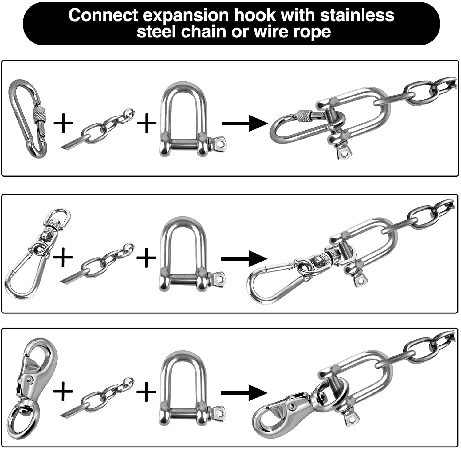 4 Manilles En U Acier Inox M8 - Pour Chaîne, Bateau, Remorquage, Suspension