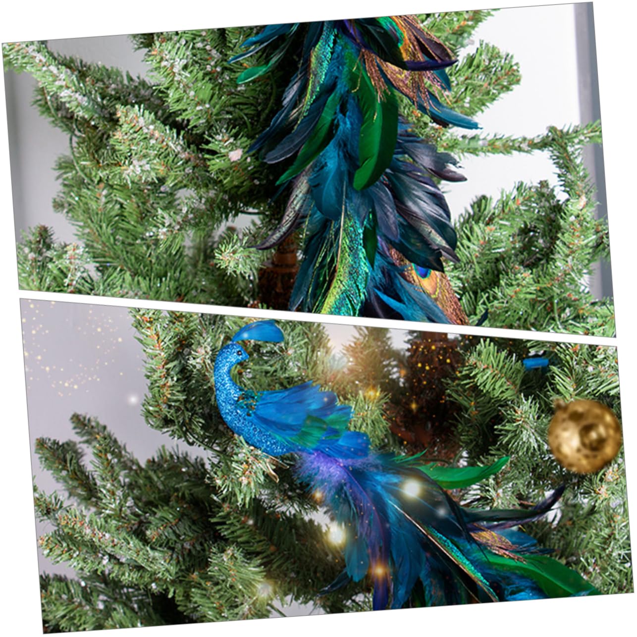 TOPBATHY 2stücke Pfauen-weihnachtsbaumdeko Aus Glitzernder Vogelschmuck Zum Anclipsen Dekoration Für Baum Weihnachtsbaumschmuck