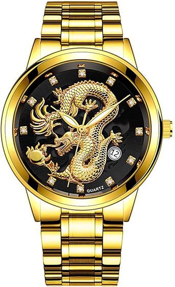Mens Business Luxury Fashion Men Quartz Watch Stainless Steel Band Waterproof Watch Case Wrench, E