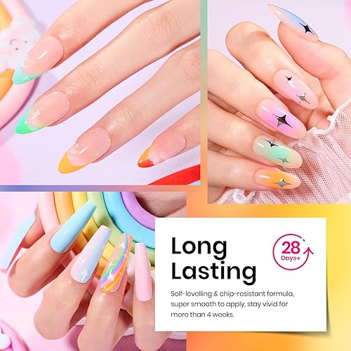 Miniatura 5 de beetles colección “Rainbow” - Kit de esmaltes de uñas en gel, de 20 colores, verde, rosa, azul, con brillantina y nude para niñas, con 3 frascos