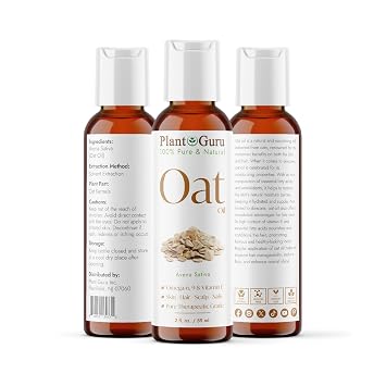 Plant Guru Oat Oil 2 fl. oz. 100% Pure Natural Carrier Skin, Face, Body & Hair Moisturizer. Great for DIY Creams, Lotions & Lip Balm