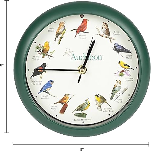 Miniatura 2 de Mark Feldstein, Audubon - Reloj de pájaro cantante, 8 pulgadas, color verde