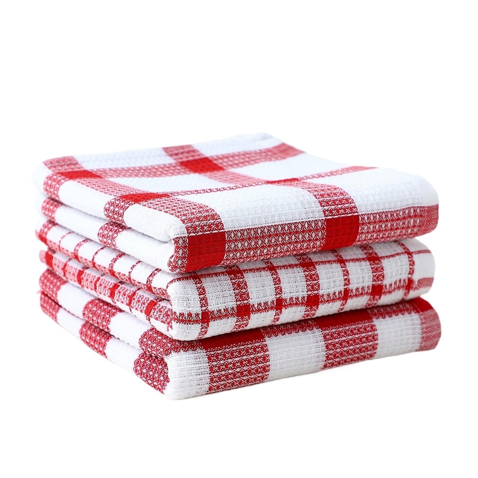 WJIAYAO Checkered Tea Towels Waffle Weave Plaid Dish Cloths