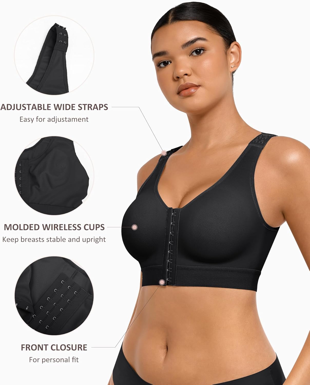 FeelinGirl Mastectomy Bras for Women Compression Post Op Surgery Bra Front Closure Surgical Recovery Everyday Bra - Image 5