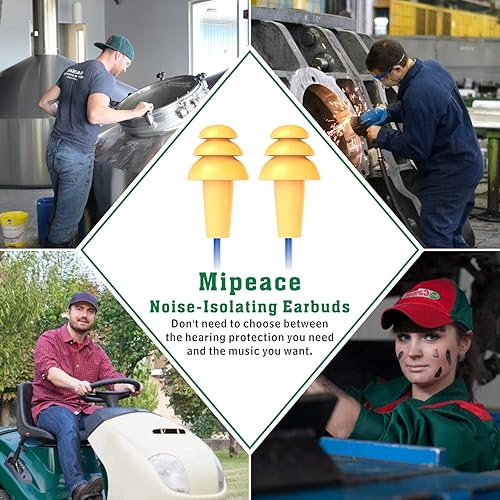 Miniatura 7 de MIPEACE Auriculares de trabajo, auriculares industriales de seguridad con micrófono y control de volumen, auriculares con reducción de ruido para