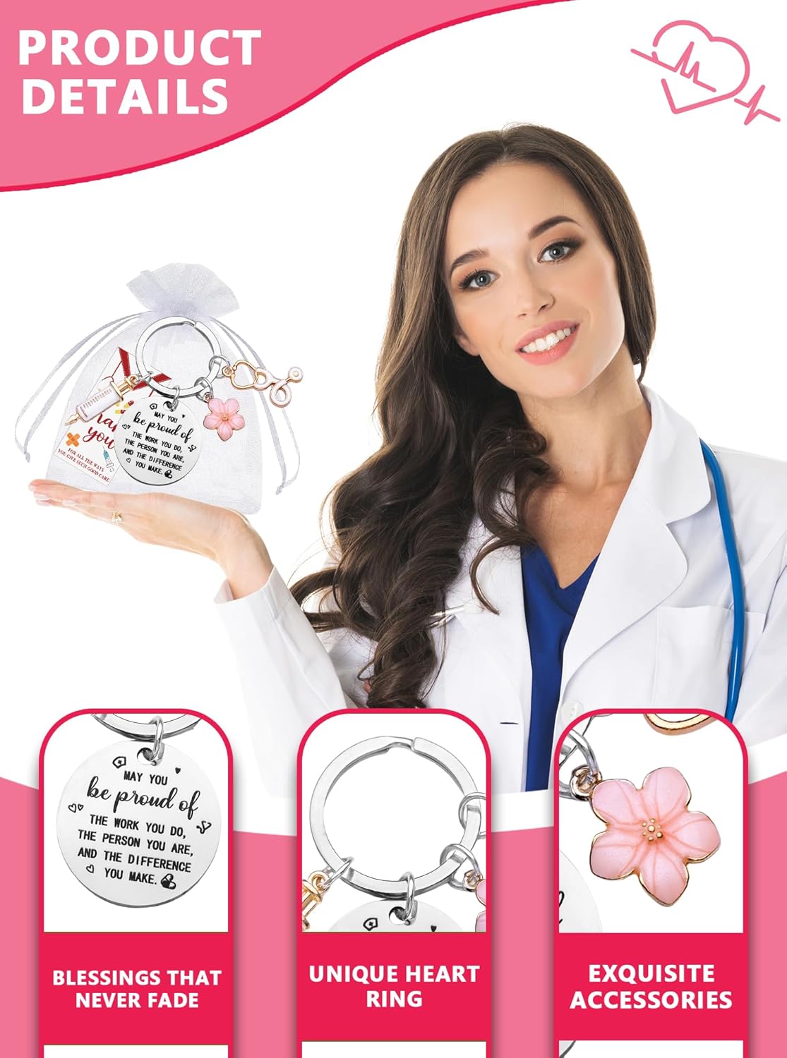 36/72 Pcs Nurse Gifts Bulk Nurse Keychain for Nursing Medical Assistant Appreciation Thank You Gifts - Image 5