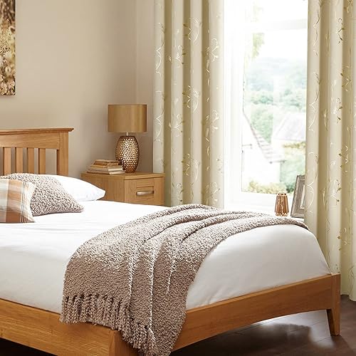 Miniatura 3 de BUHUA Cortinas opacas con estampado de hojas doradas, cortinas con ojales de vid de flores, cortinas para oscurecer la habitación, cortinas con