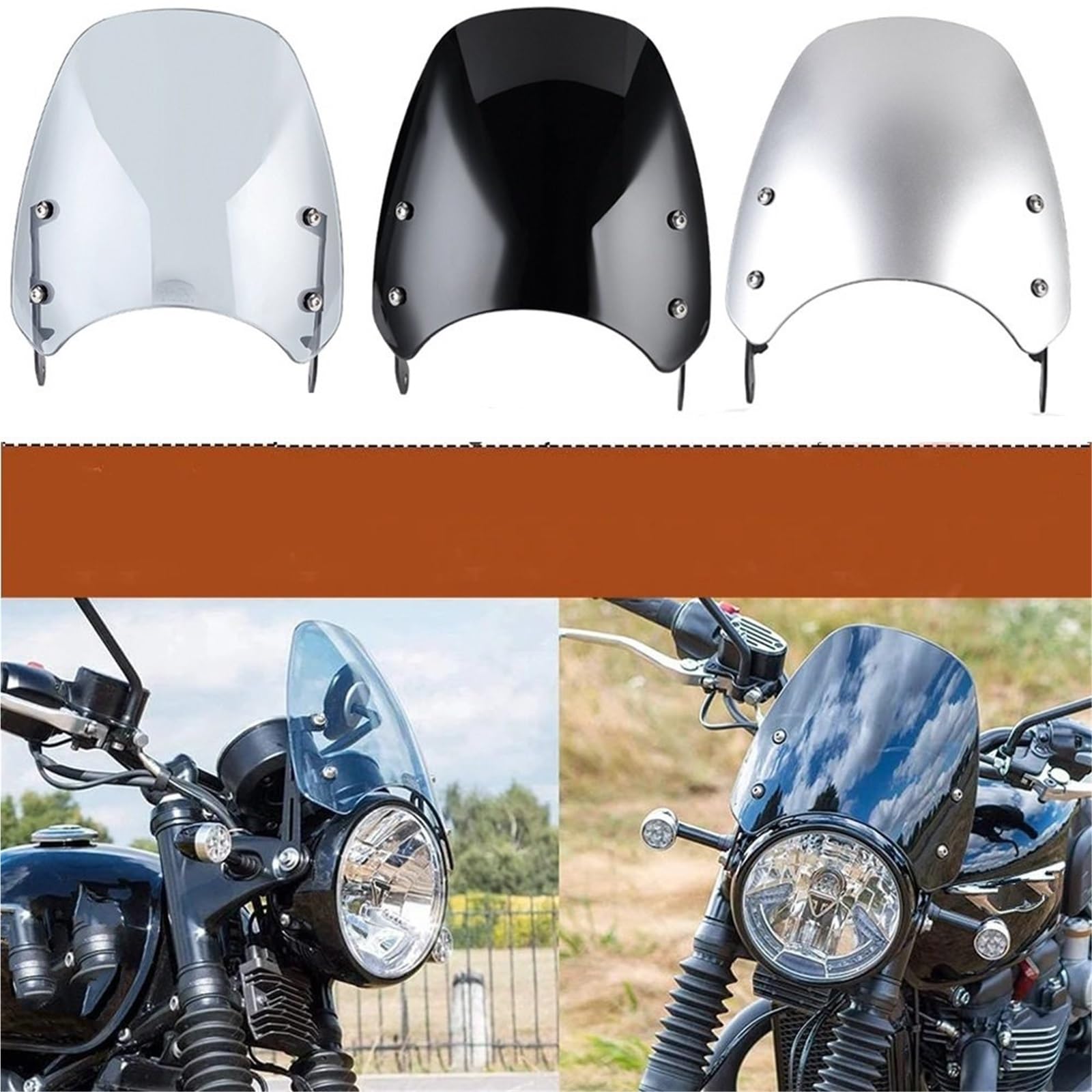Deflektor motocykla Pasuje do Triumph Bonneville T100 T120 Thruxton 900 Owiewka reflektora Deflektory szyby przedniej(3)