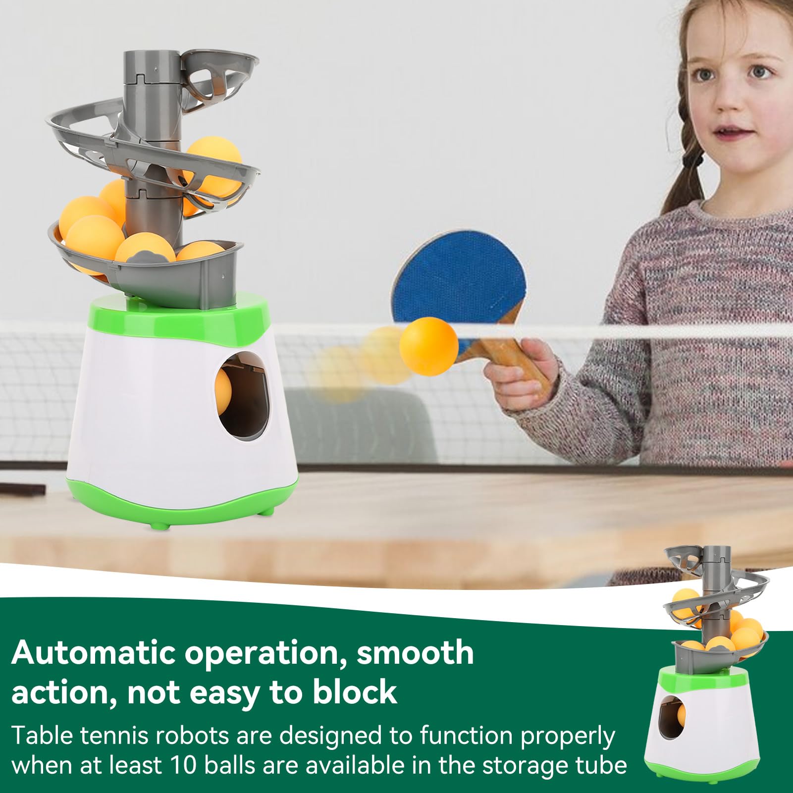 HERCHR Lanciatore Automatico per Ping Pong, Robot da Ping Pong Macchina per Palline da Ping Pong con 10 Palline per Allenatore di Table Tennis