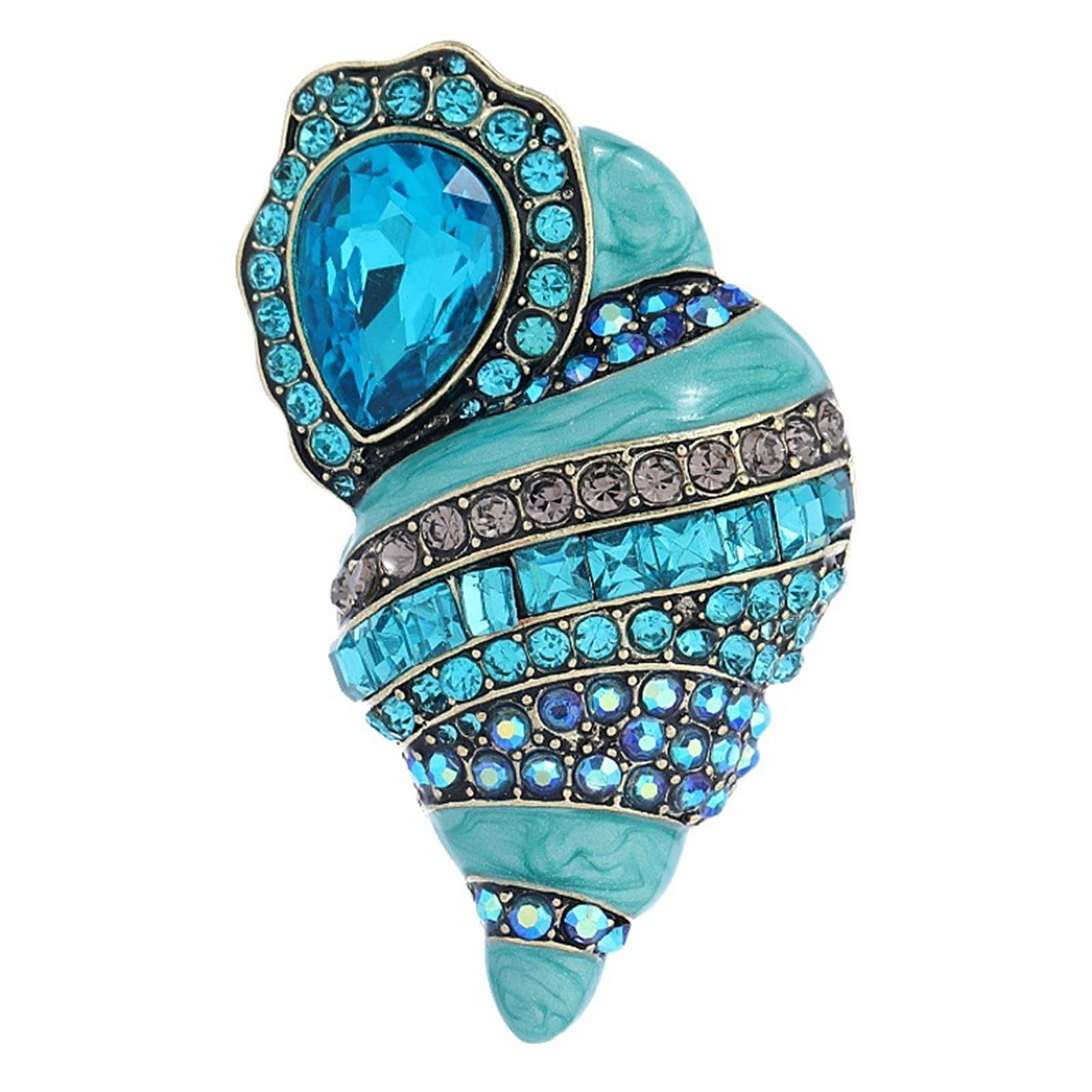 Broche de caracola retro de alta gama con diamantes de imitación de aceite, pin artístico de aleación de zinc para ropa y abrigos
