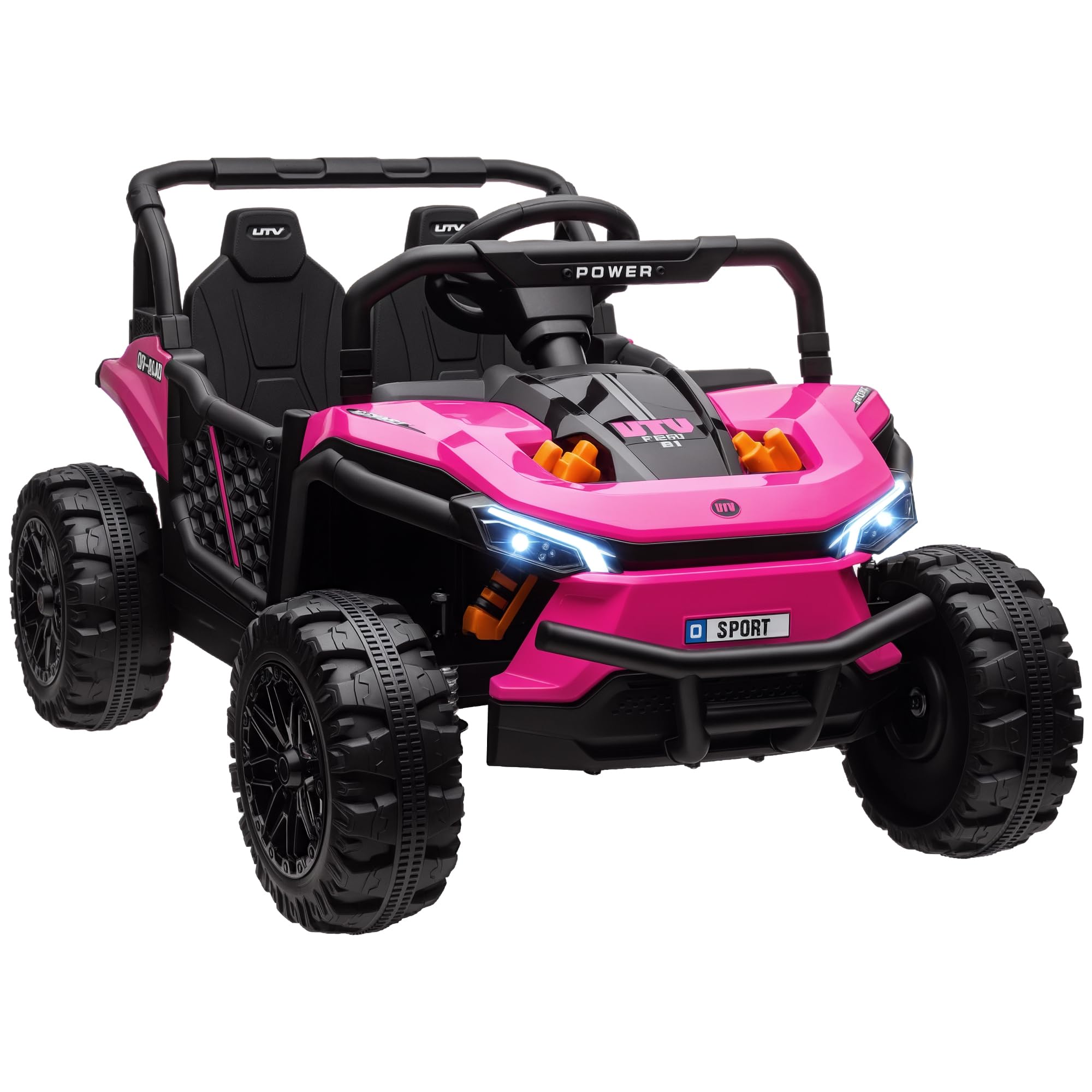 Aiyaplay Kids Ride On Car, 12V Electric Truck W/ Horn, Lights, Usb, Pink