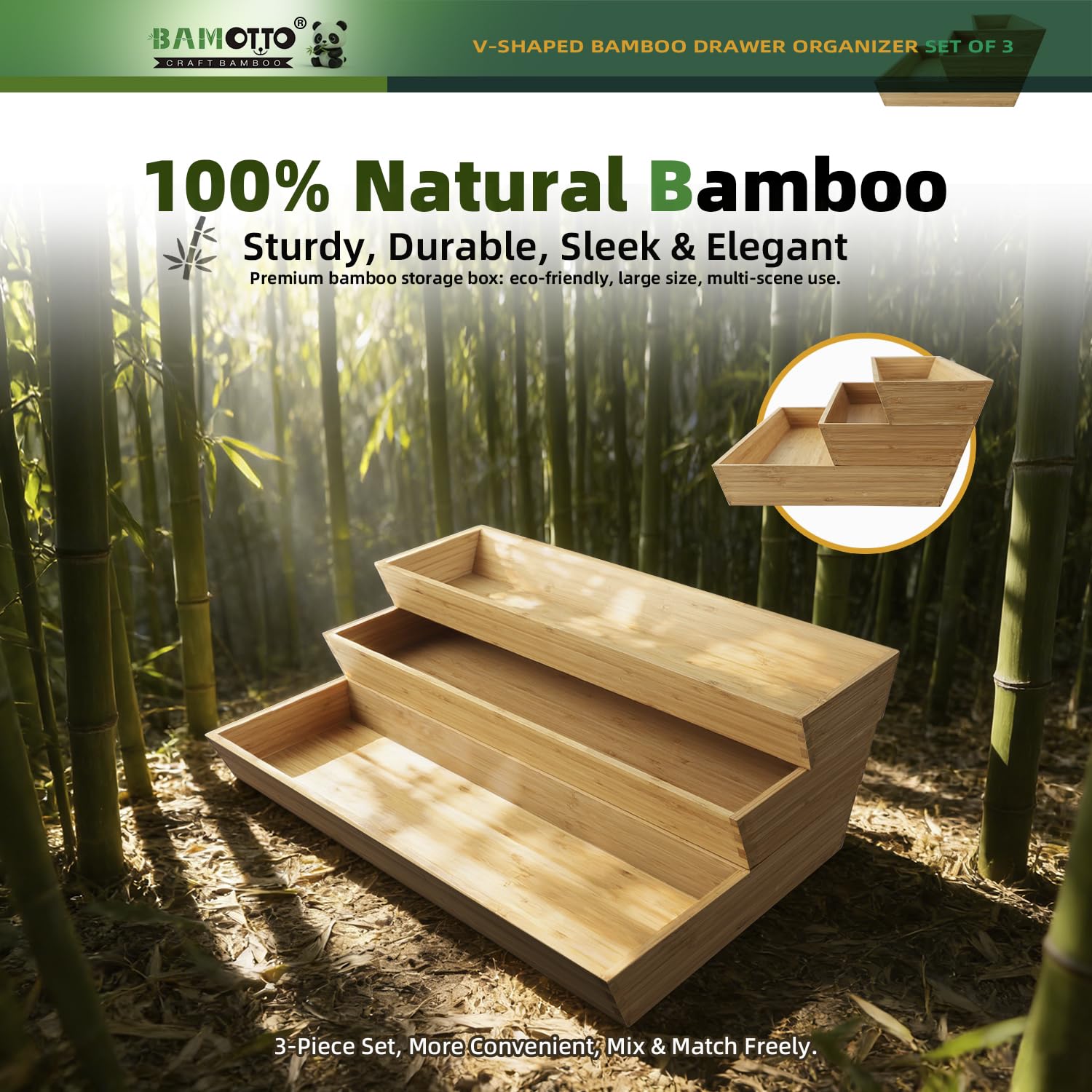 Amazon.com - BAMOTTO CRAFTBAMBOO V-Shaped 3-Pack 19.6
