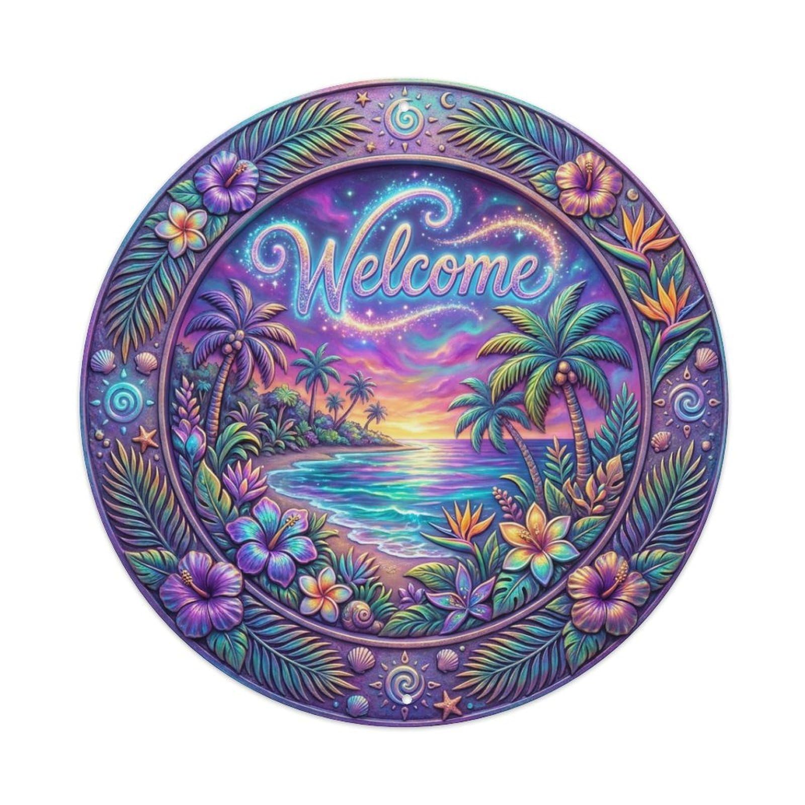 Tgrcjimh Style Metal Tin Sign Tropical Enchantment Welcome Magical Shore