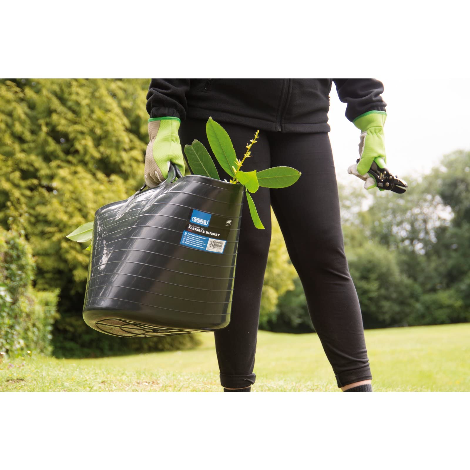 Seau Flexible Multifonction Draper 42L - Polypropylène Renforcé Noir