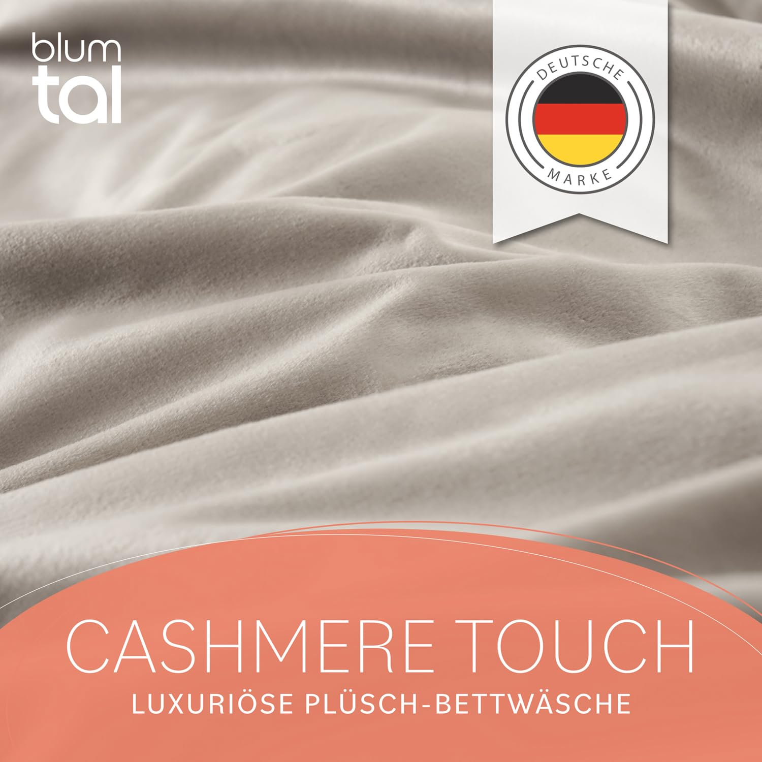 Blumtal Winterbettwäsche 135x200 cm, 4-teiliges 2er-Set – Cashmere-Touch Plüsch aus Flauschiger Mikrofaser, Oeko-TEX Zertifiziert, 2 Deckenbezüge + 2 Kissenbezüge 80x80 cm – Taupe/Beige