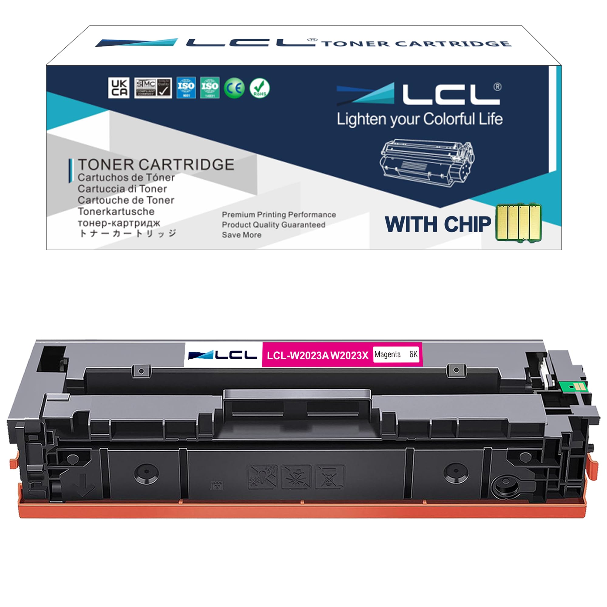 LCL 414X Magenta High-Yield Toner Cartridge with Chip Replacement for HP 414A 414X W2023A W2023X Color LaserJet Pro MFP M479fdw M454dw M479dw M454dn